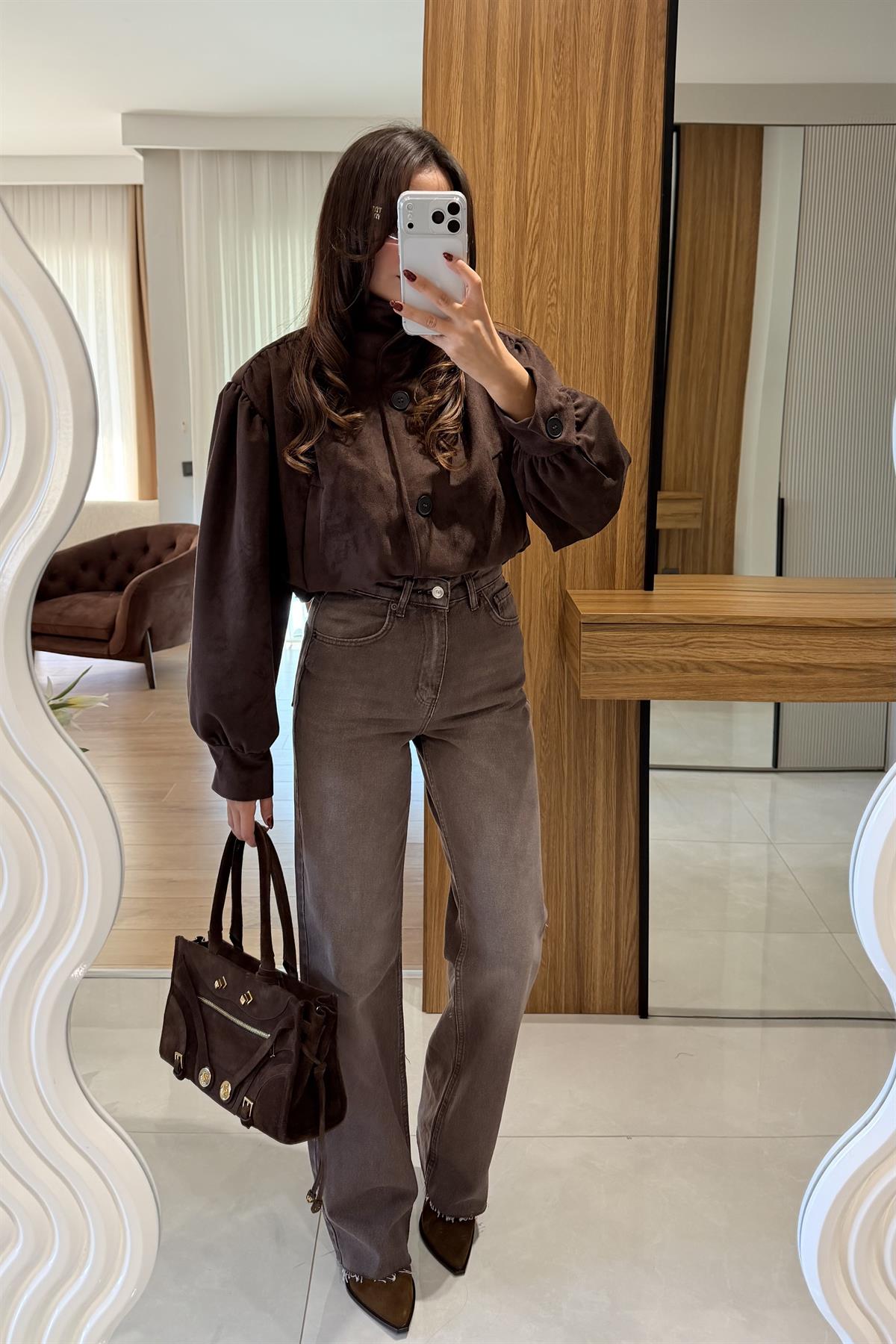 Sisley Kahve Palazzo Yüksek Bel Jean