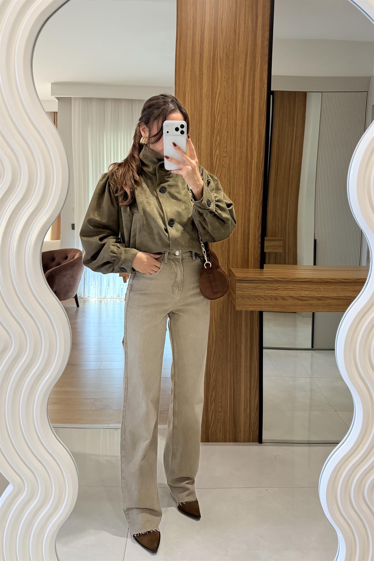 Sisley Koyu Bej Palazzo Yüksek Bel Jean