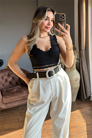 Siyah dantel bralet