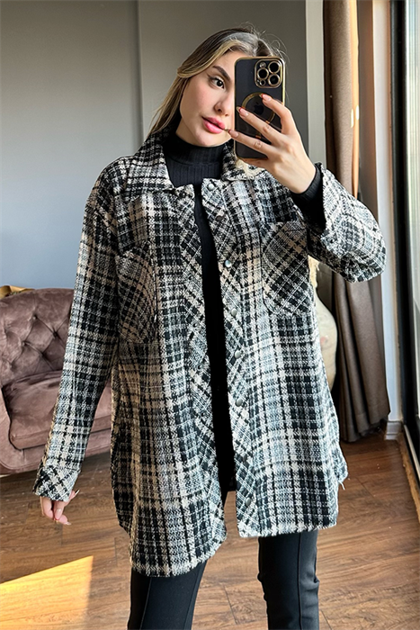 Siyah krem kareli oduncu gömlek