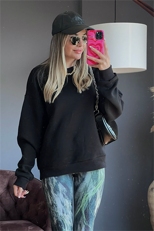 Siyah oversize basic sweat 