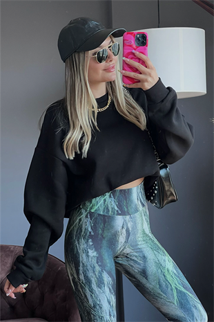 Siyah oversize basic sweat 