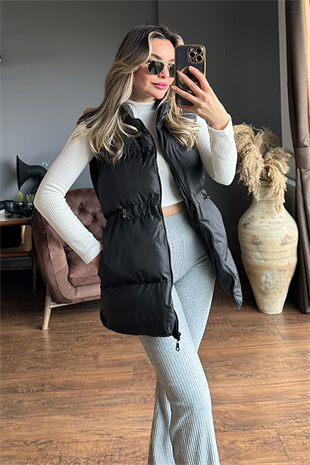 Siyah puffer şişme yelek