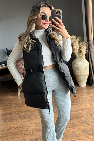 Siyah puffer şişme yelek