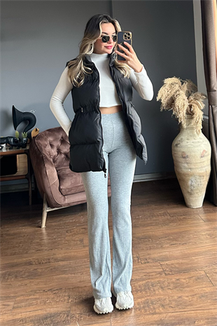 Siyah puffer şişme yelek
