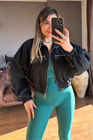 Siyah spor bomber ceket