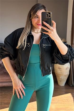 Siyah spor bomber ceket