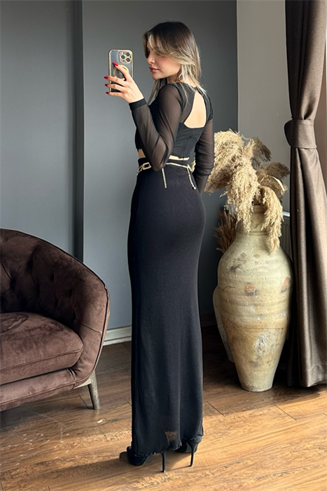 Siyah uzun iç astarlı kalem etek