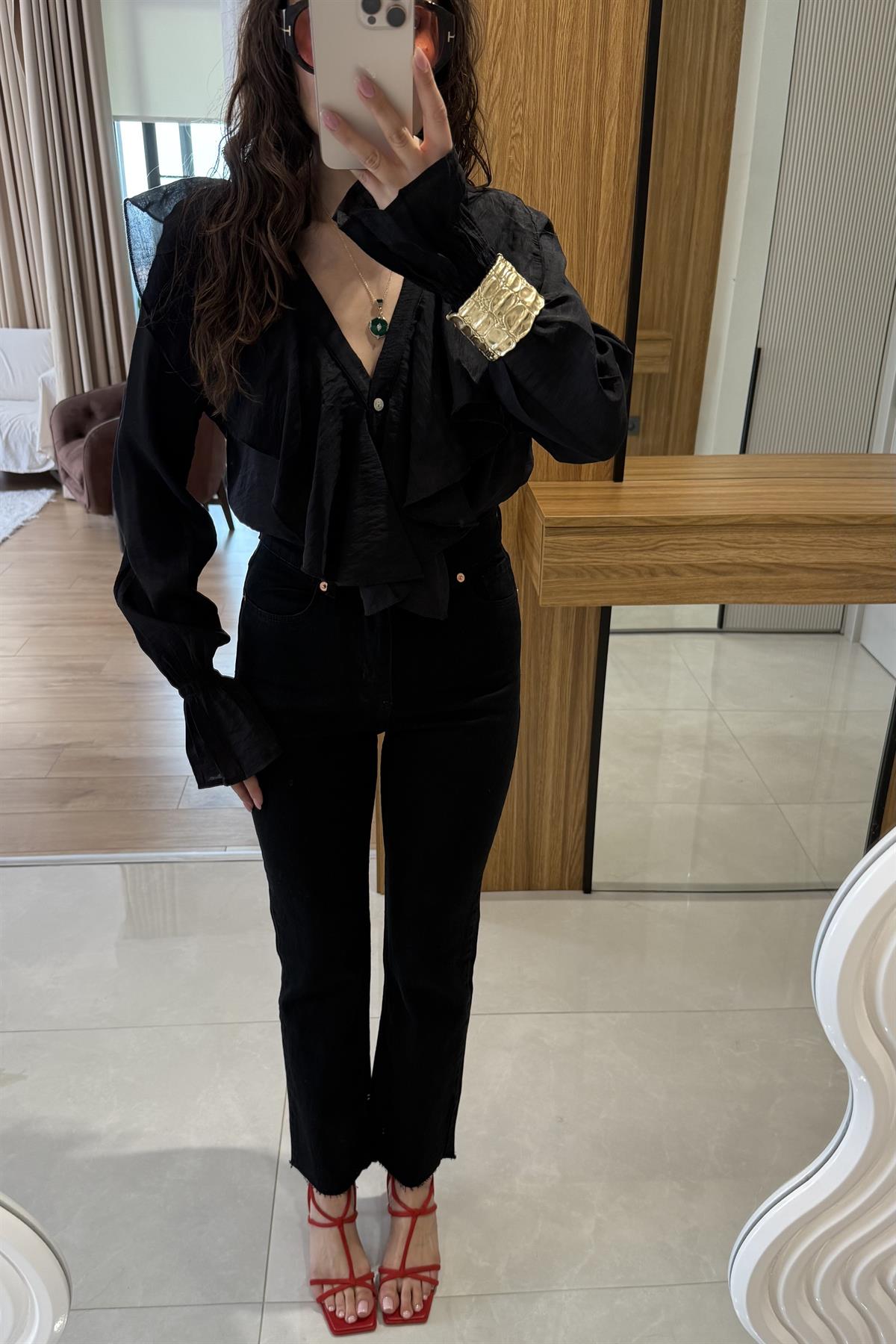 Slange Siyah Boyfit Jean 