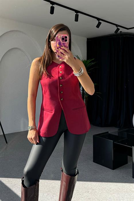 Smithers Bordo Süet Yelek