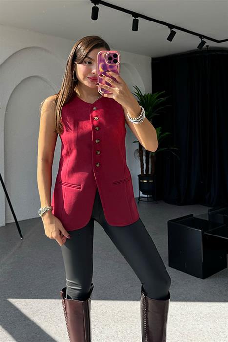 Smithers Bordo Süet Yelek