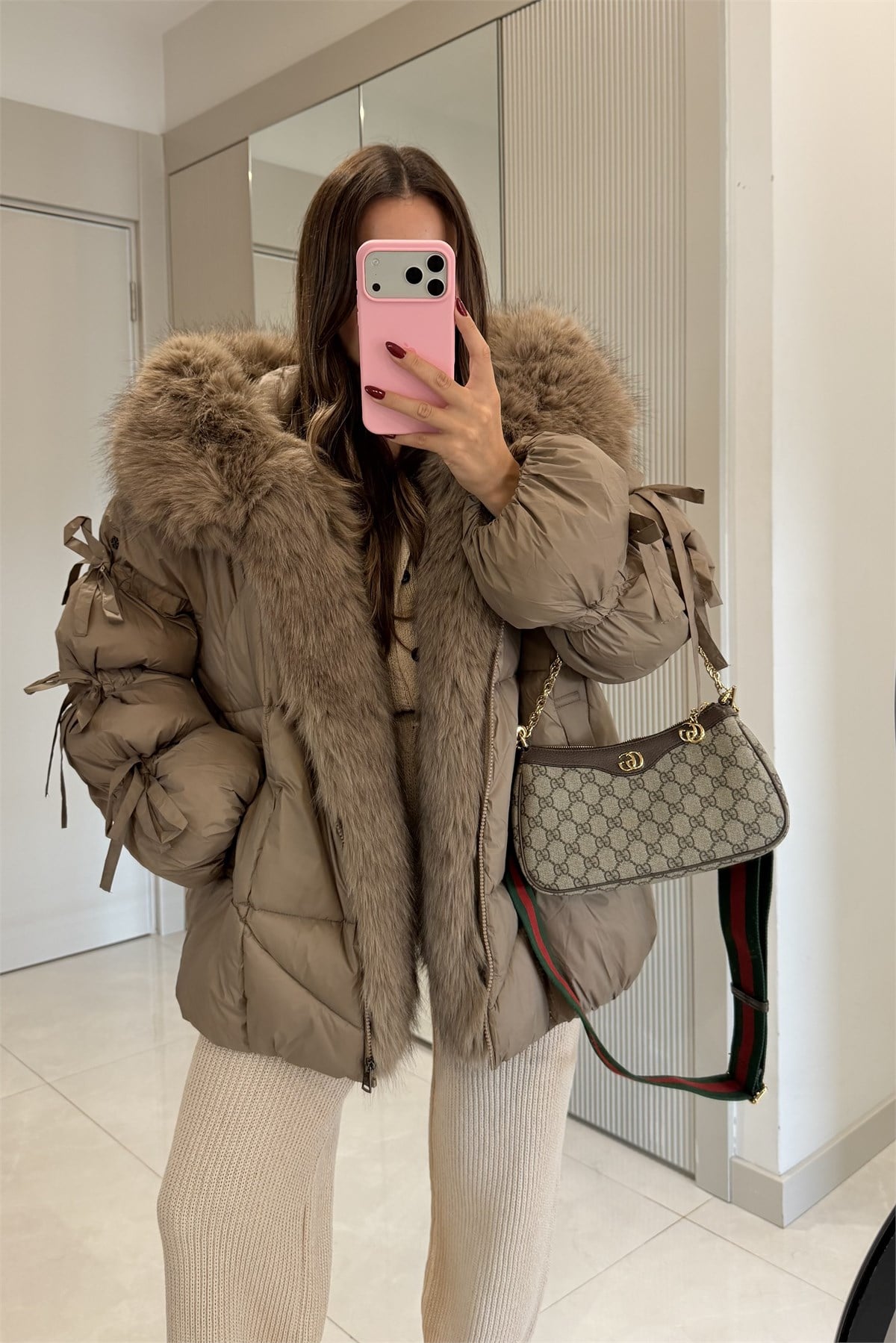 Snow Vizon Kürk Detaylı Premium Lüks Şişme Mont