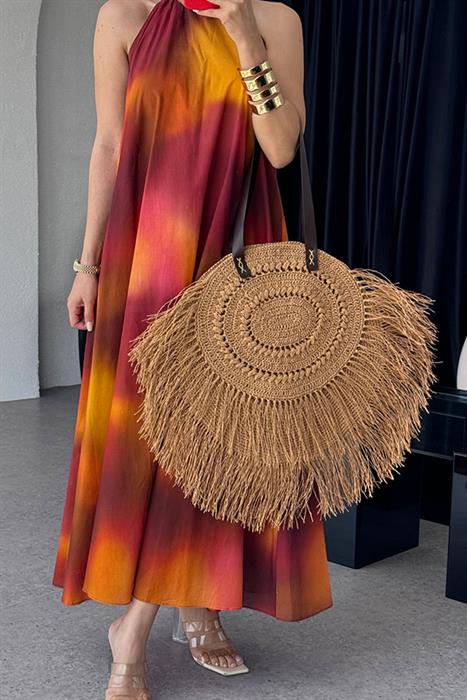 Sobeska Halter Yaka Batik Desen  Elbise