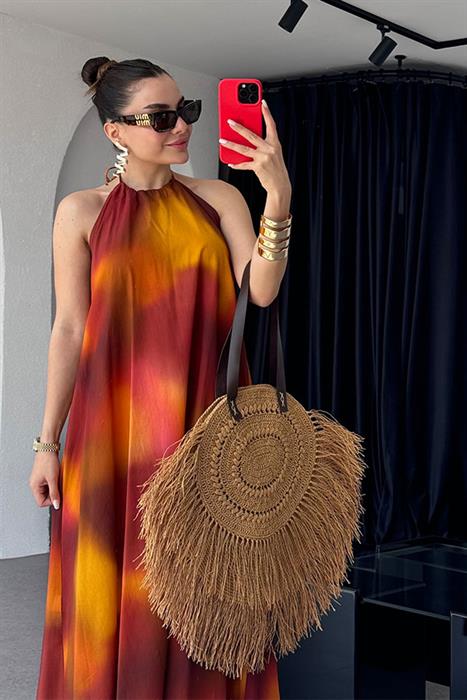 Sobeska Halter Yaka Batik Desen  Elbise