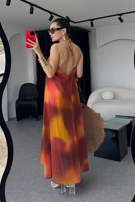 Sobeska Halter Yaka Batik Desen  Elbise