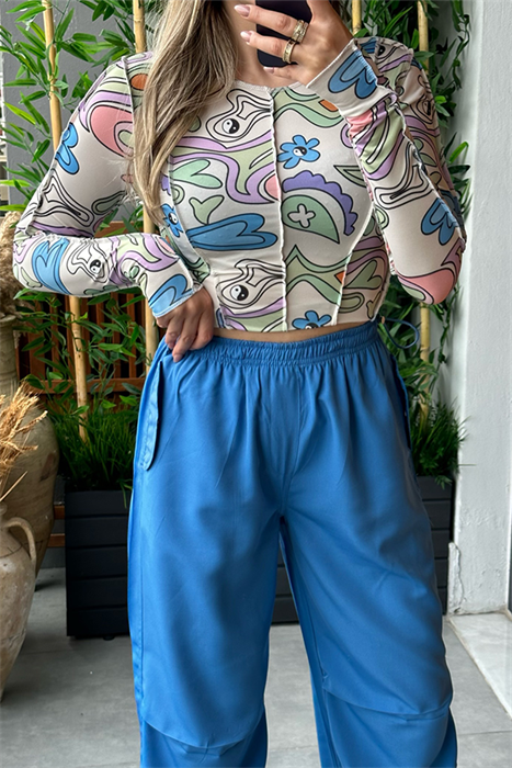 Soft renk geçişli dikişli crop