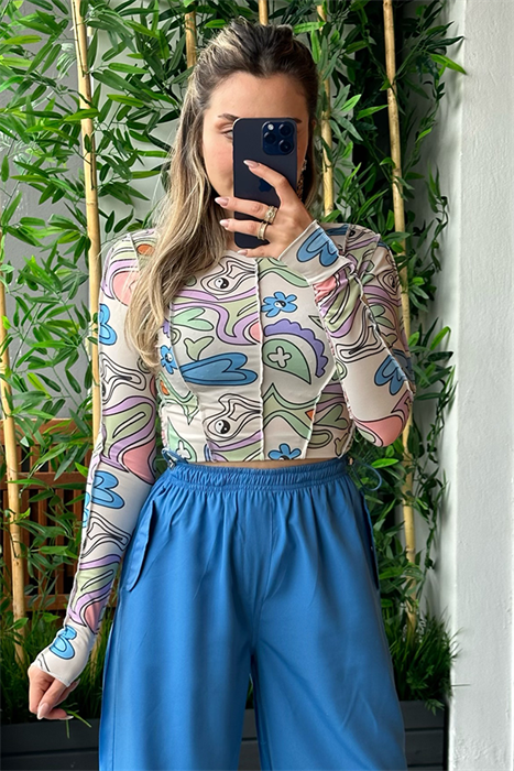 Soft renk geçişli dikişli crop