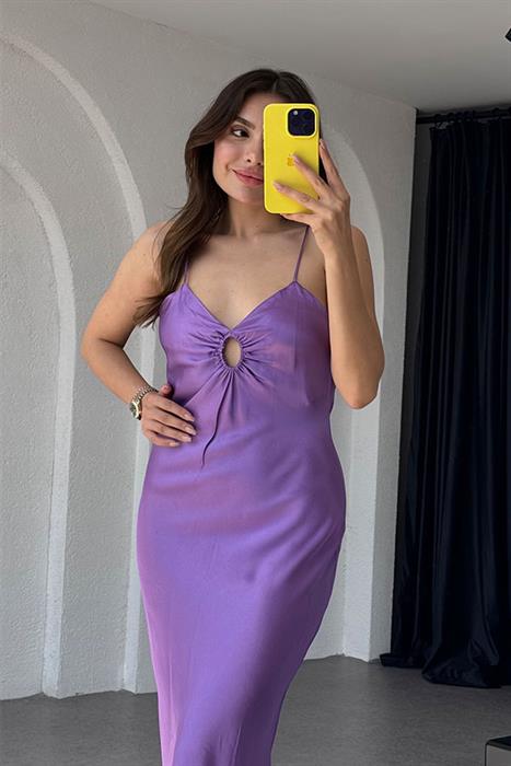 Soleil Göğüs Dekolteli Saten Elbise