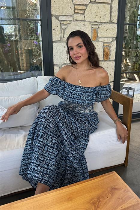 Sonia Madonna Yaka Desenli Elbise 