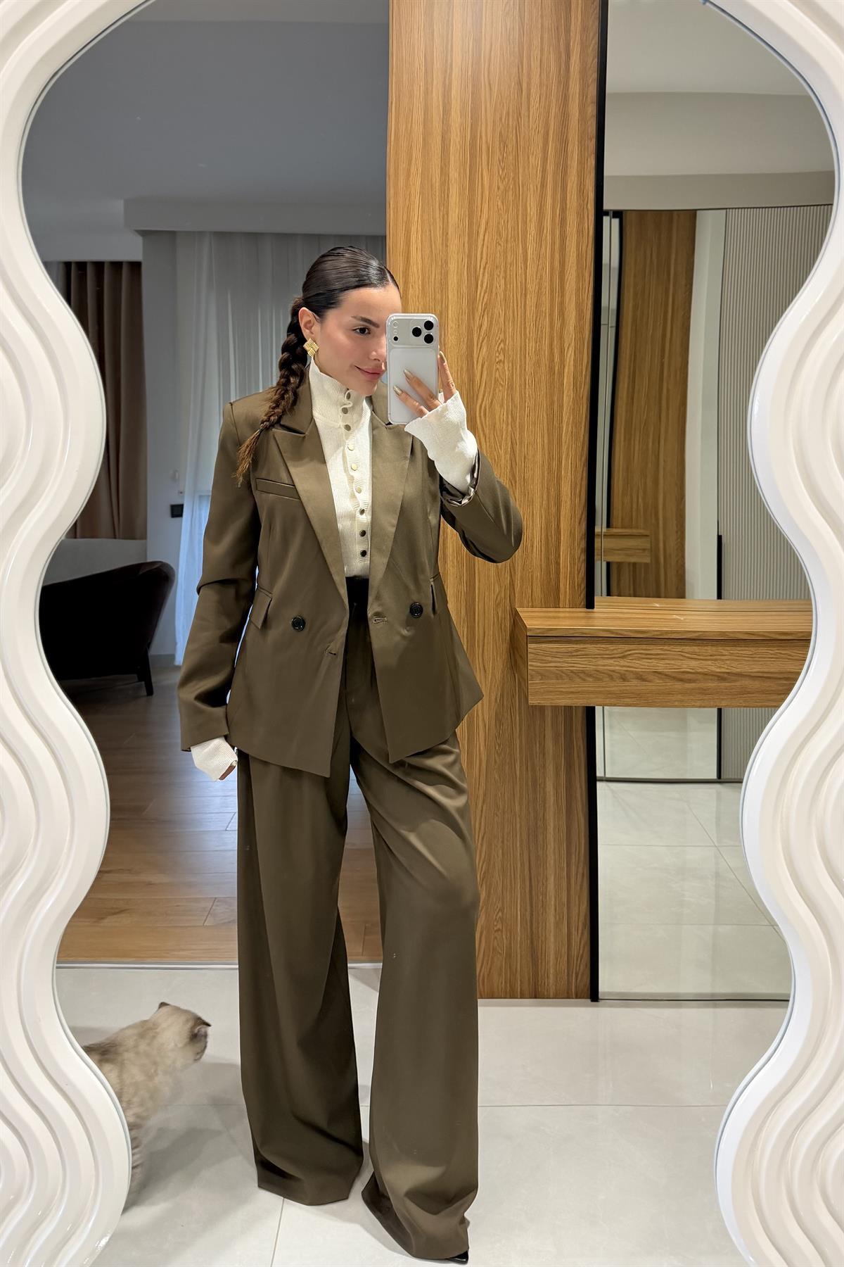 Sonya Haki Blazer Pantolon Takım