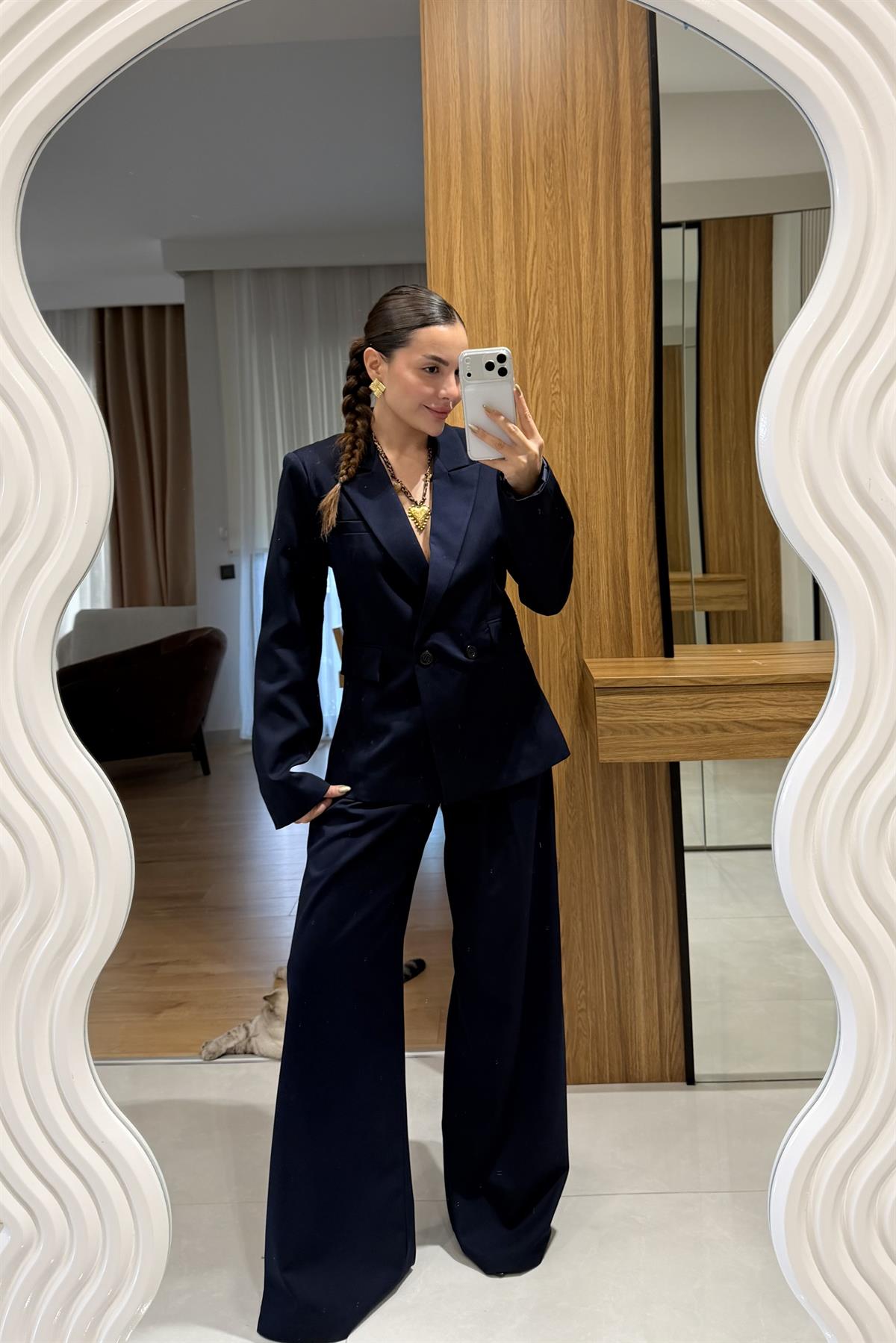 Sonya Lacivert Blazer Pantolon Takım