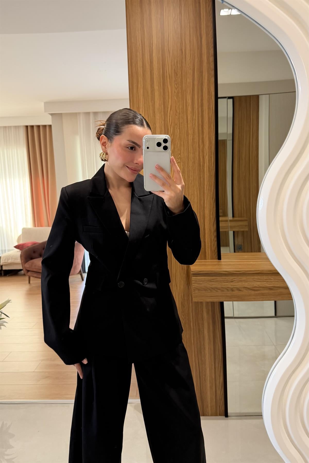 Sonya Siyah Blazer Pantolon Takım