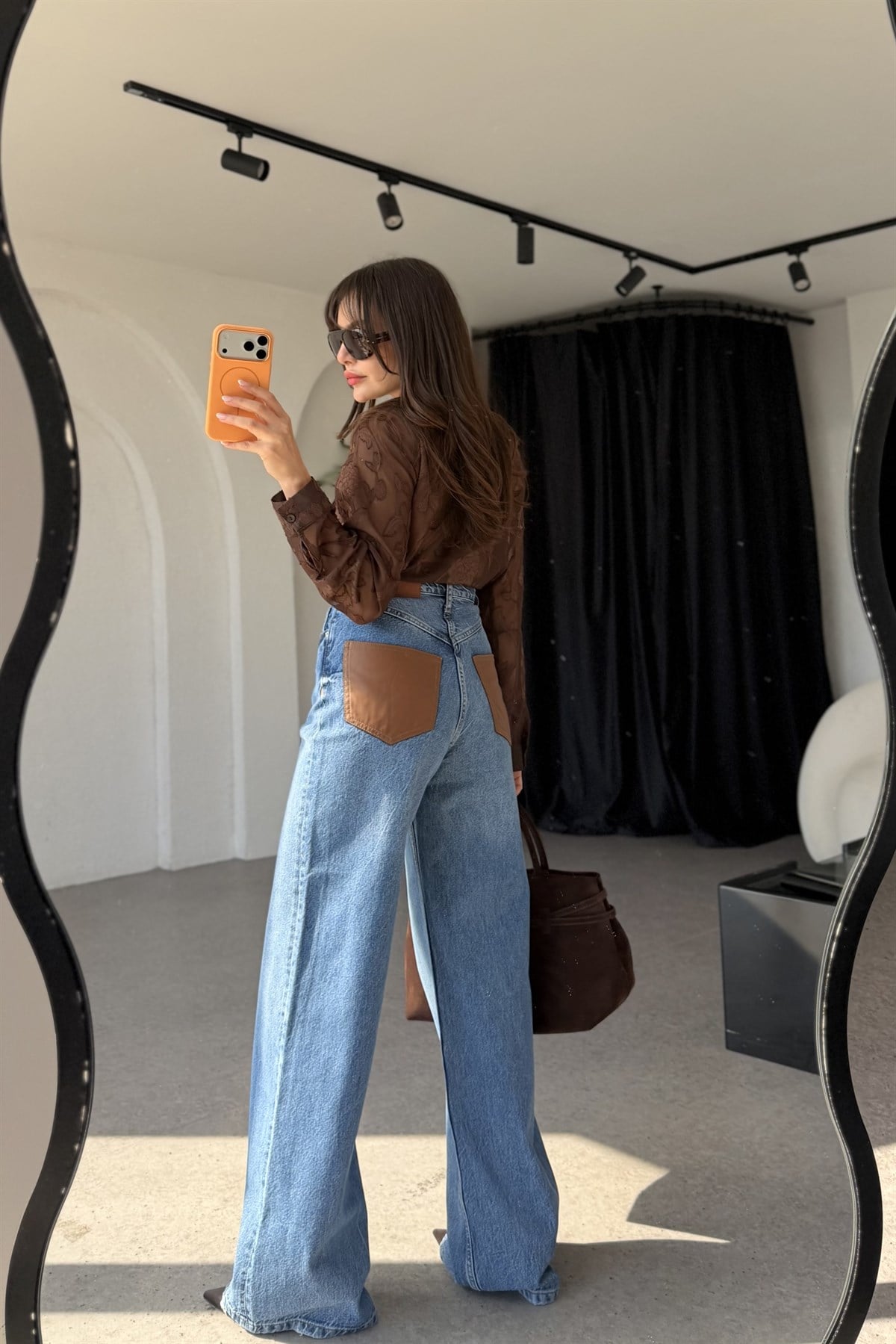 Soren Midblue Cep Detaylı Wide Leg Jean