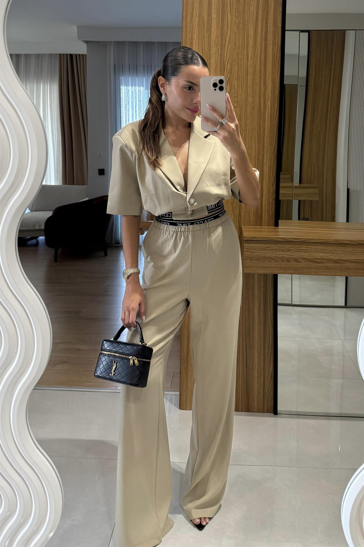 Spacei Yazılı Crop Blazer 