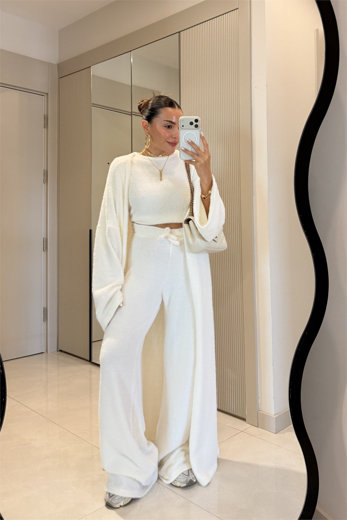 Spance Beyaz Yumuşak Dokulu Üçlü Premium Takım