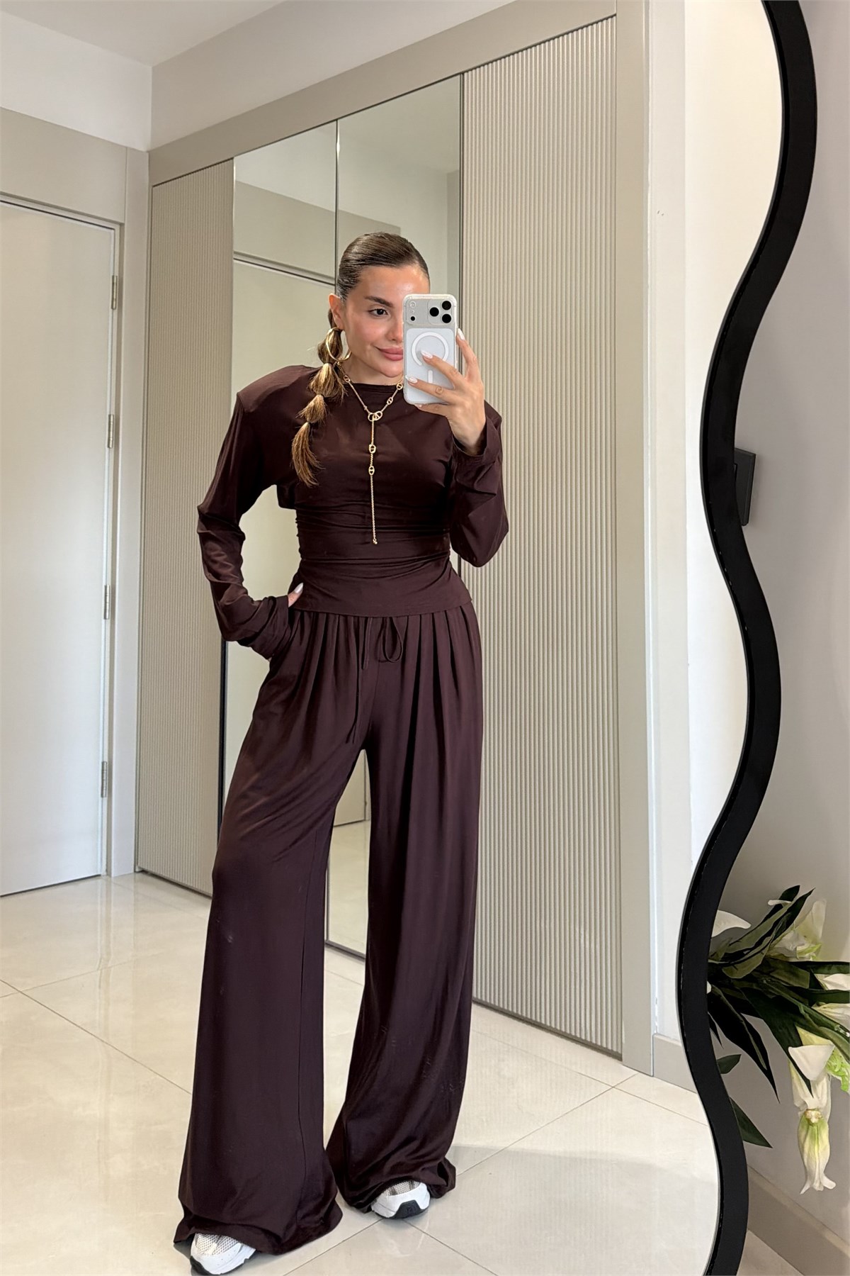 Sparkle Kahve Vatkalı Modal Takım