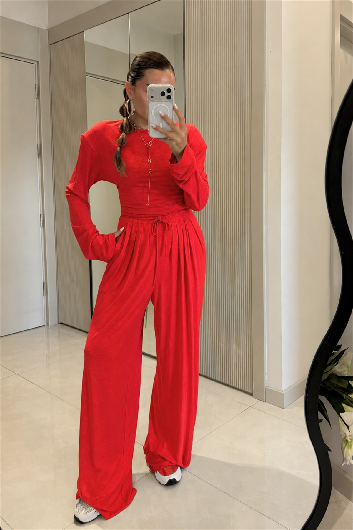 Sparkle Kırmızı Vatkalı Modal Takım