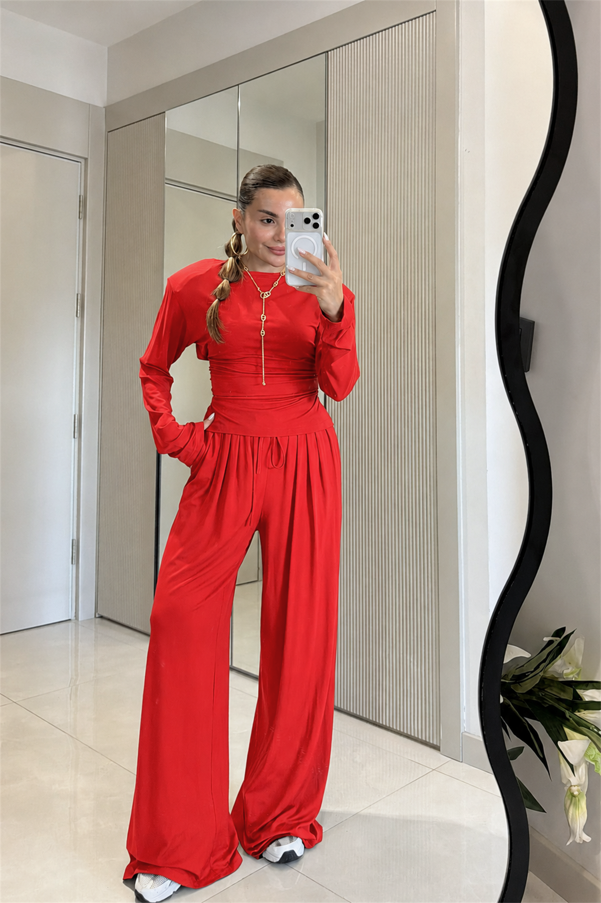 Sparkle Kırmızı Vatkalı Modal Takım