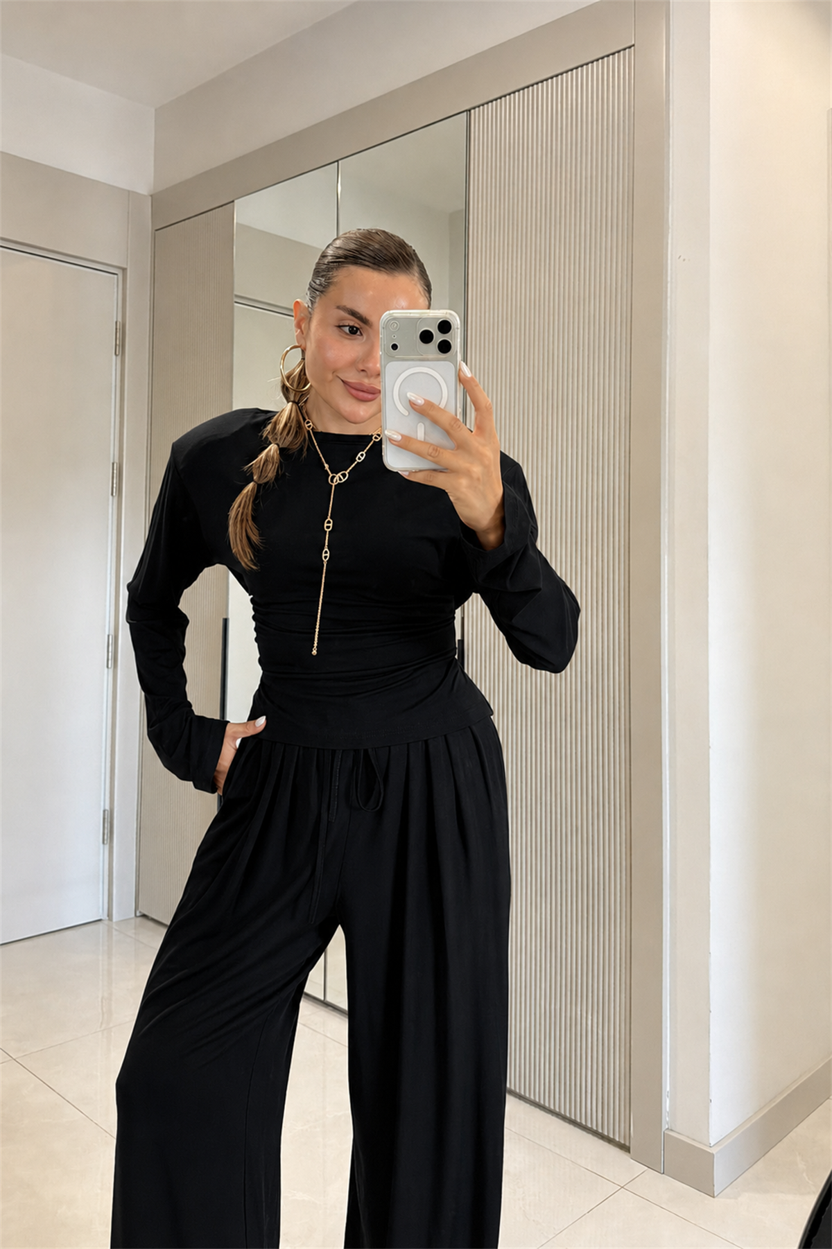 Sparkle Siyah Vatkalı Modal Takım