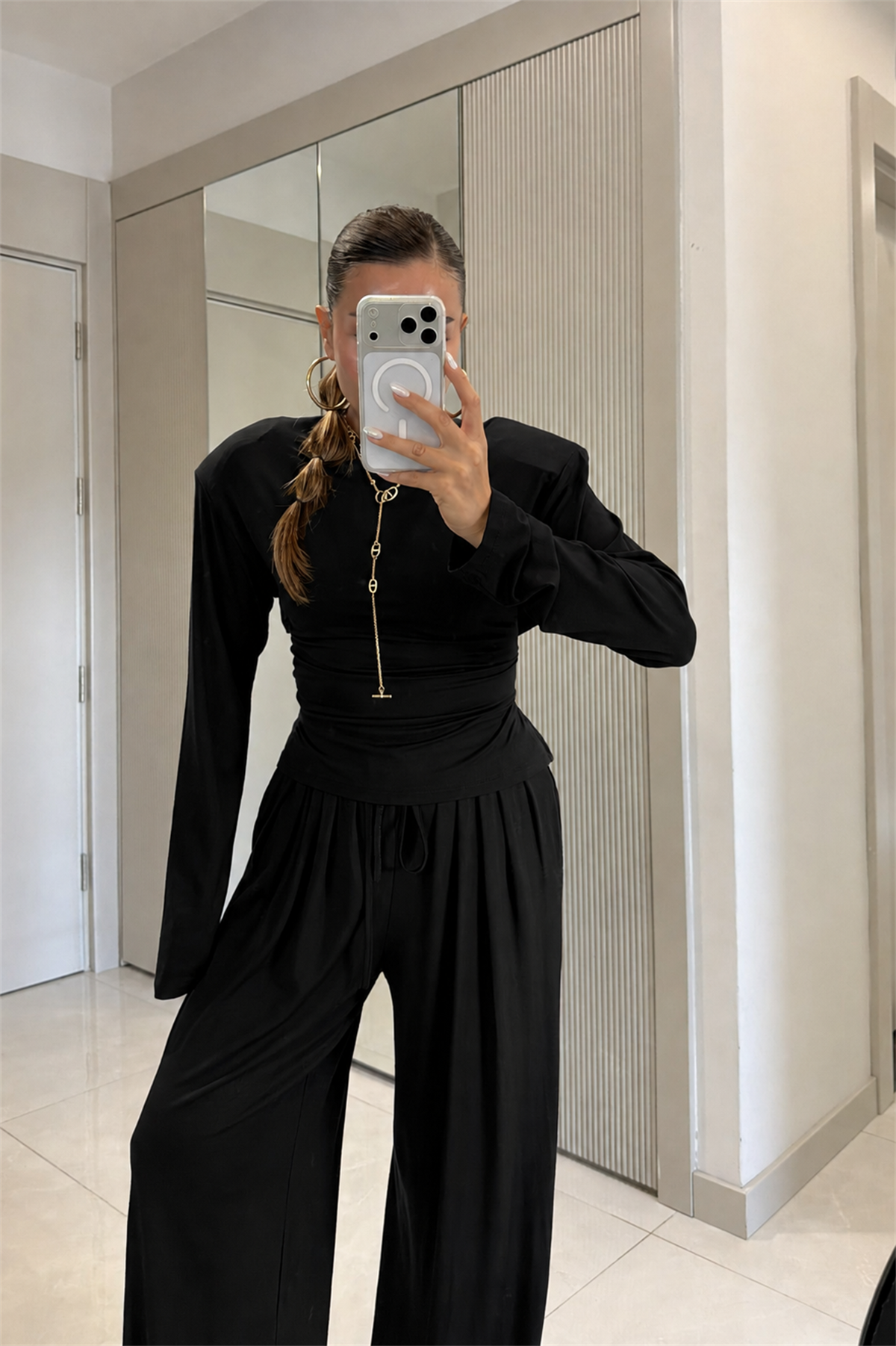 Sparkle Siyah Vatkalı Modal Takım