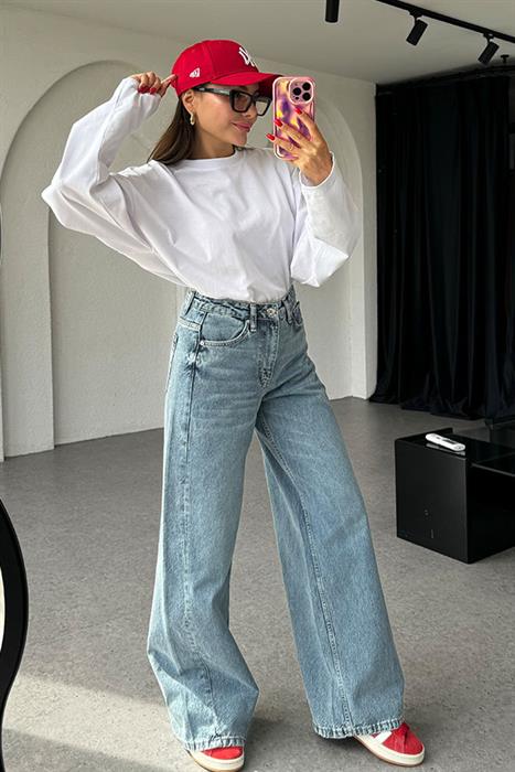 Stachy Lightblue Yıkama Baggy Jean