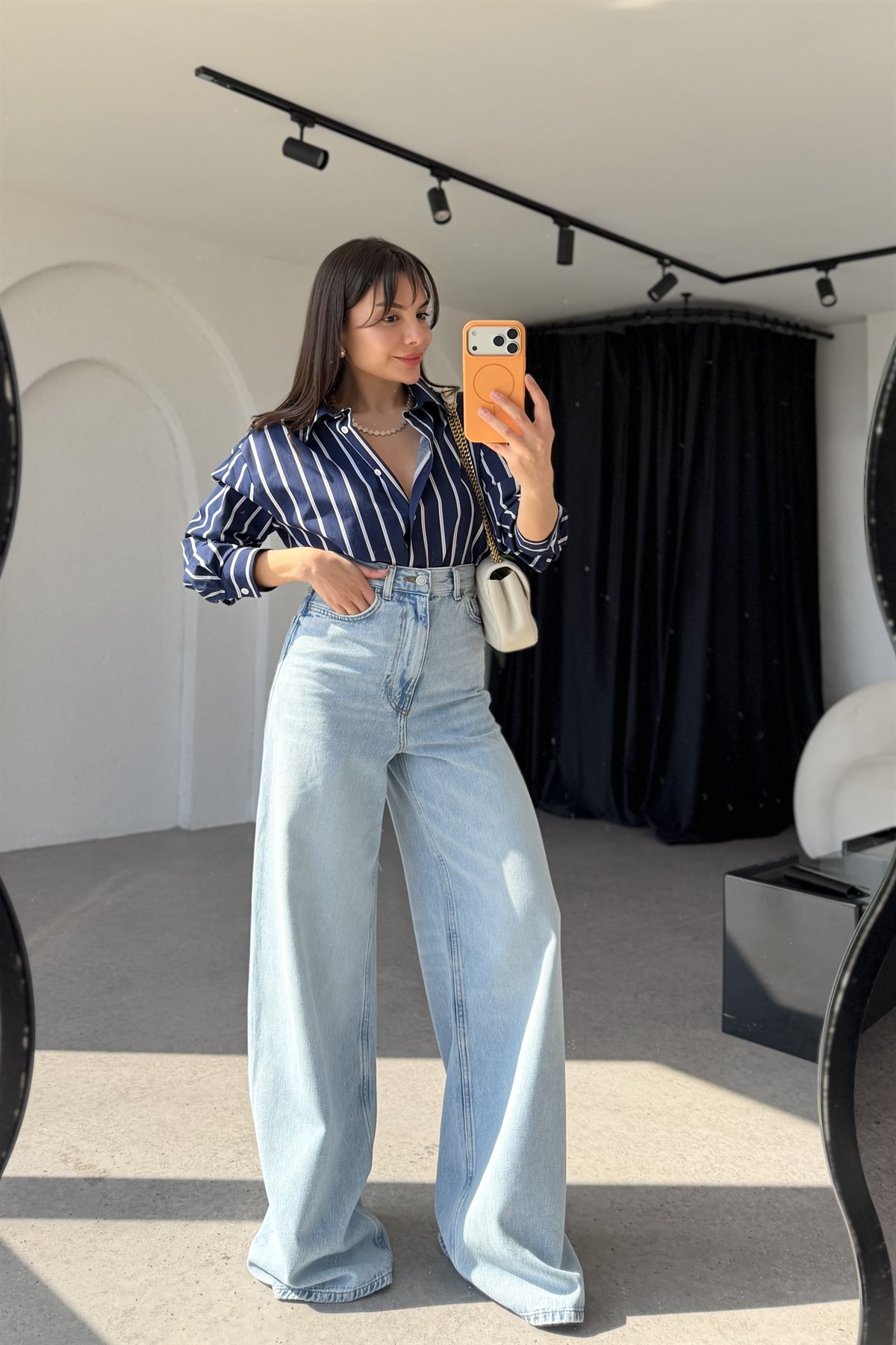 Starlis Lightblue Yüksek Bel Bol Paça Palazzo Jean