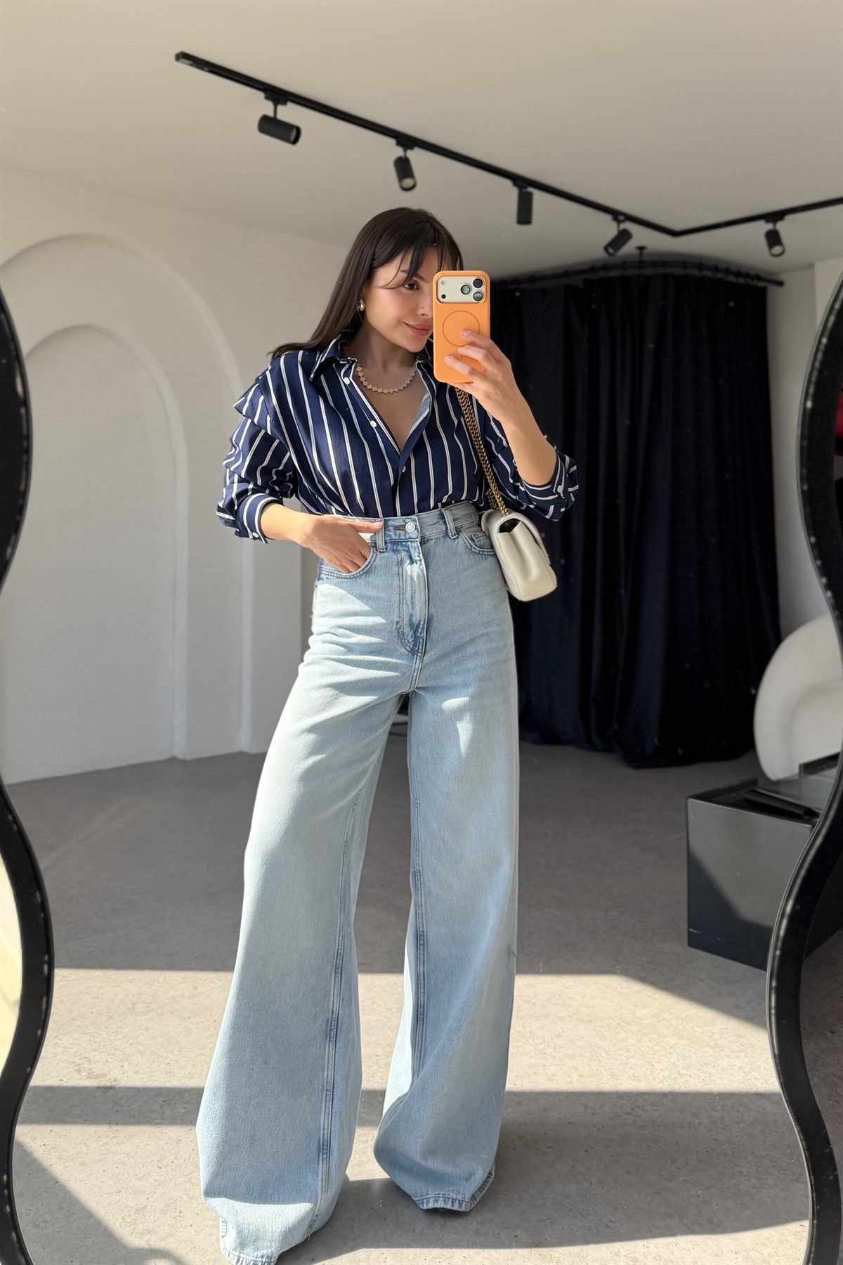 Starlis Lightblue Yüksek Bel Bol Paça Palazzo Jean