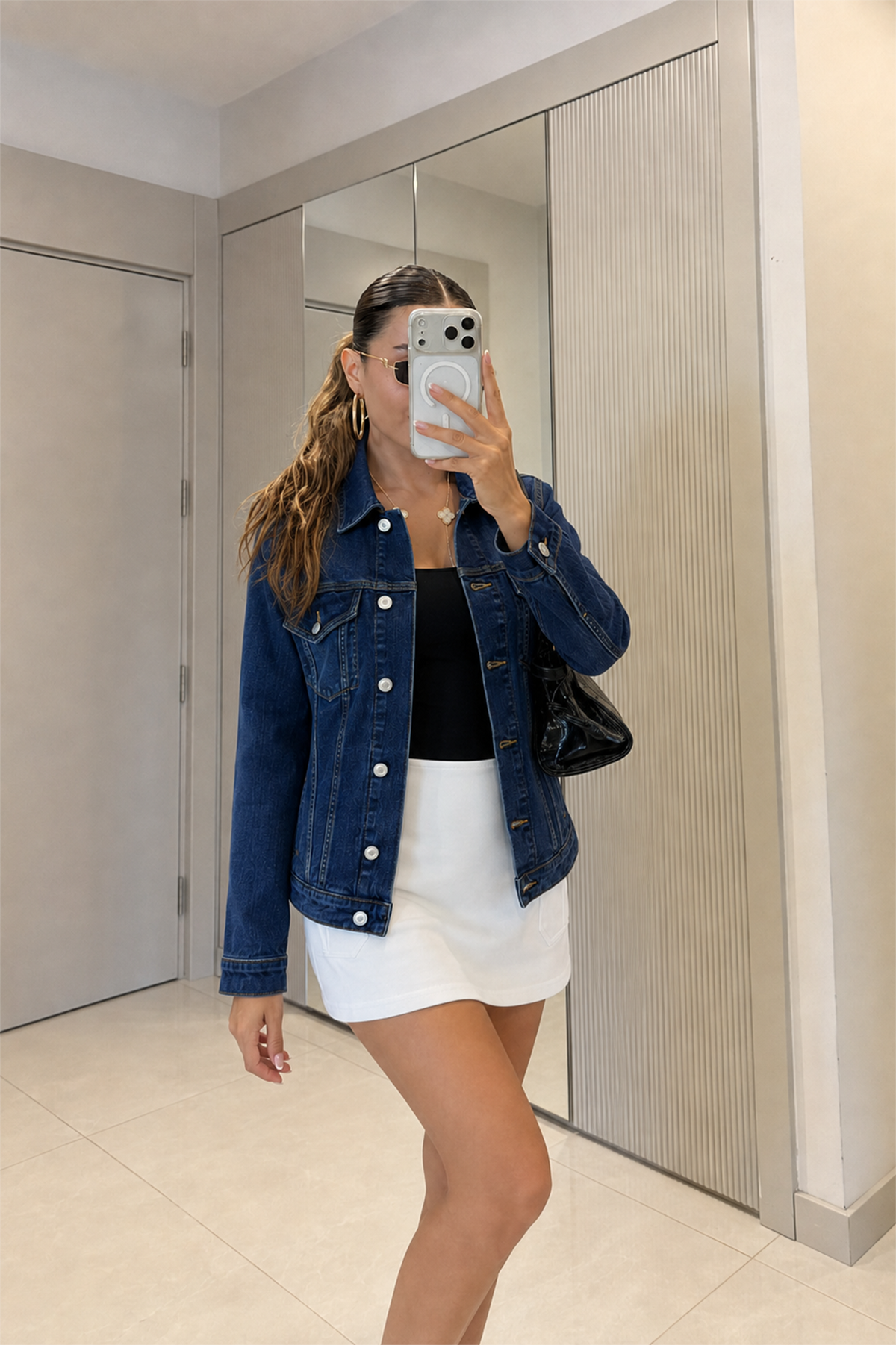 Stefanel Koyu Mavi Denim Ceket 
