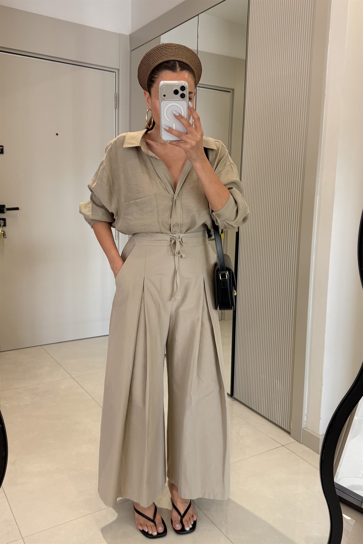 Stein Açık Haki Oversize Yazlık Gömlek