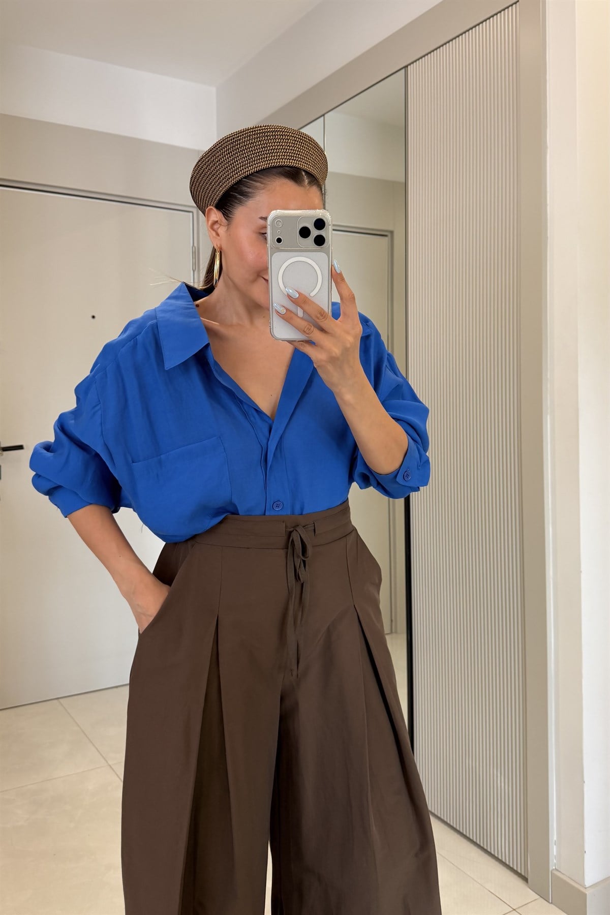 Stein Mavi Oversize Yazlık Gömlek