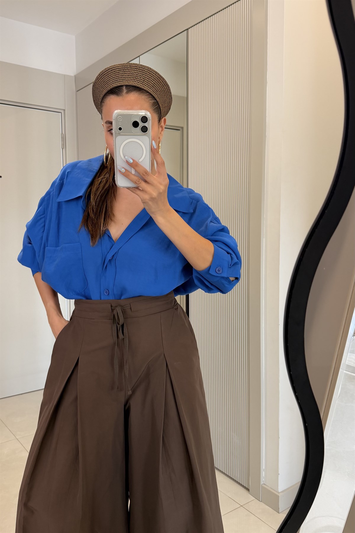 Stein Mavi Oversize Yazlık Gömlek