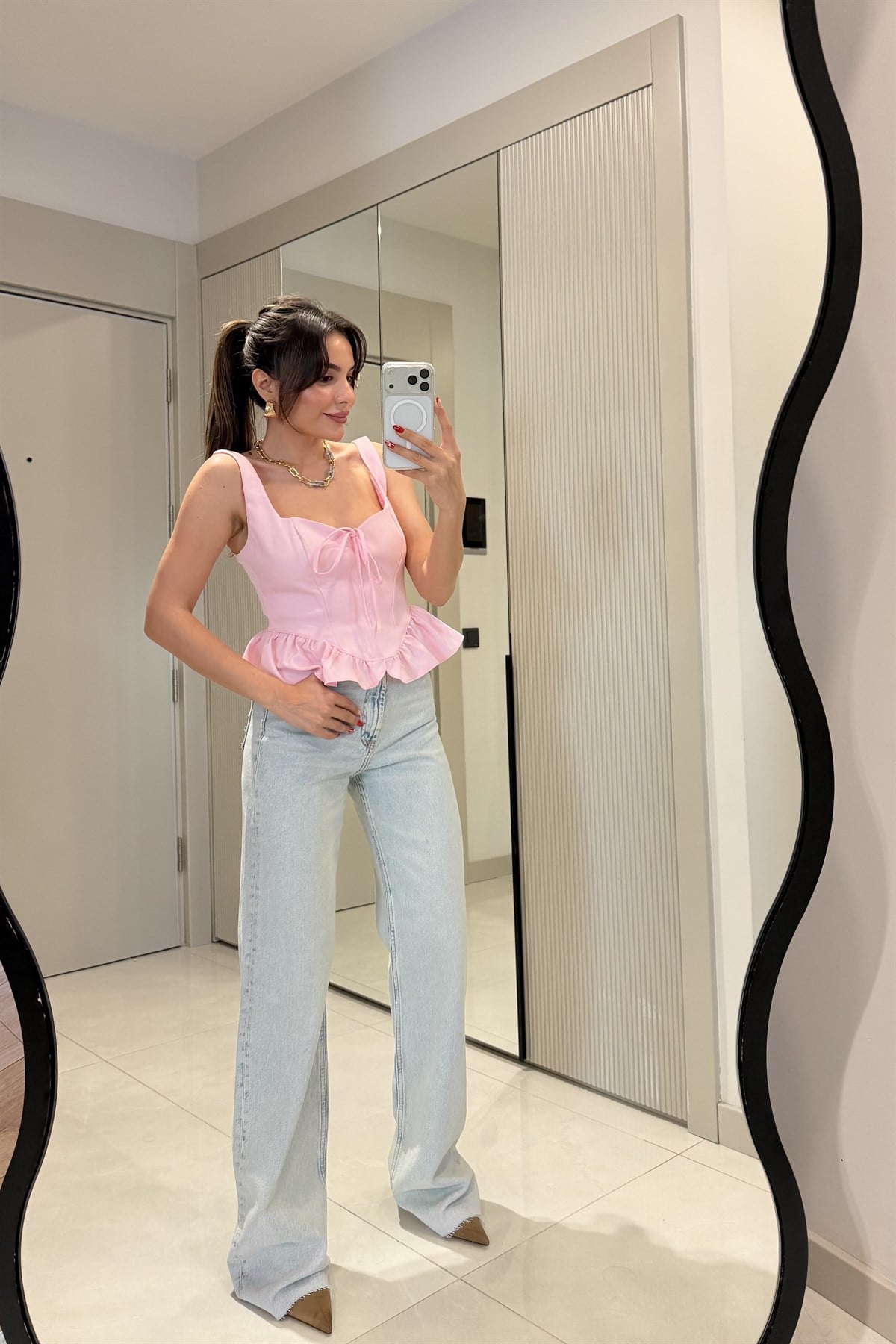Stella Pembe Volanlı Kalp Yaka Büstiyer