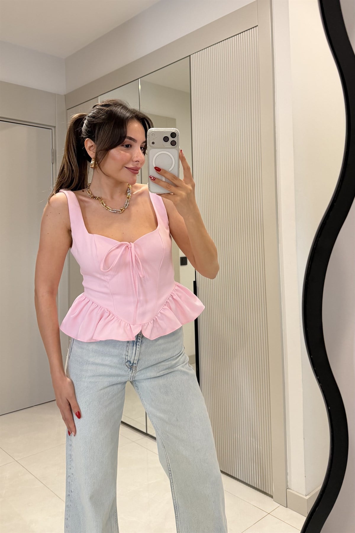 Stella Pembe Volanlı Kalp Yaka Büstiyer