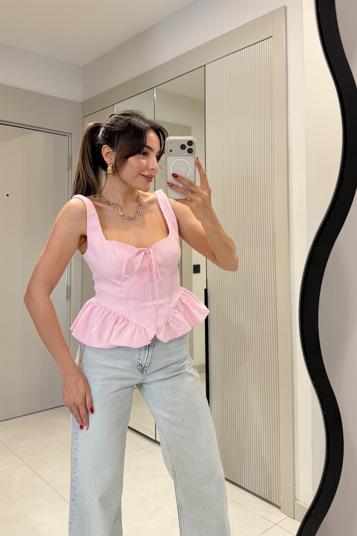 Stella Pembe Volanlı Kalp Yaka Büstiyer