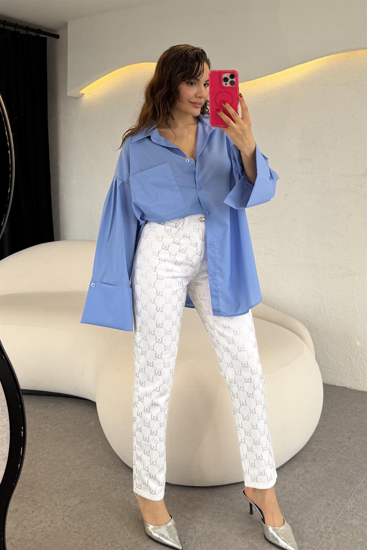 Stephan Taşlı Beyaz Jean 