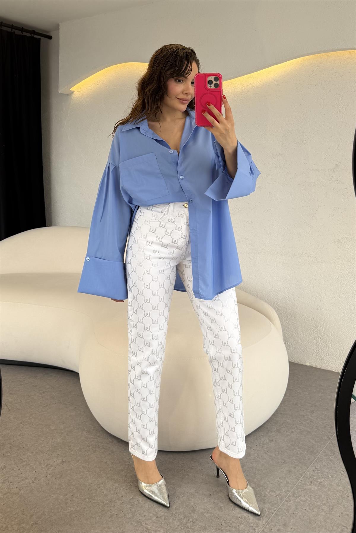 Stephan Taşlı Beyaz Jean 