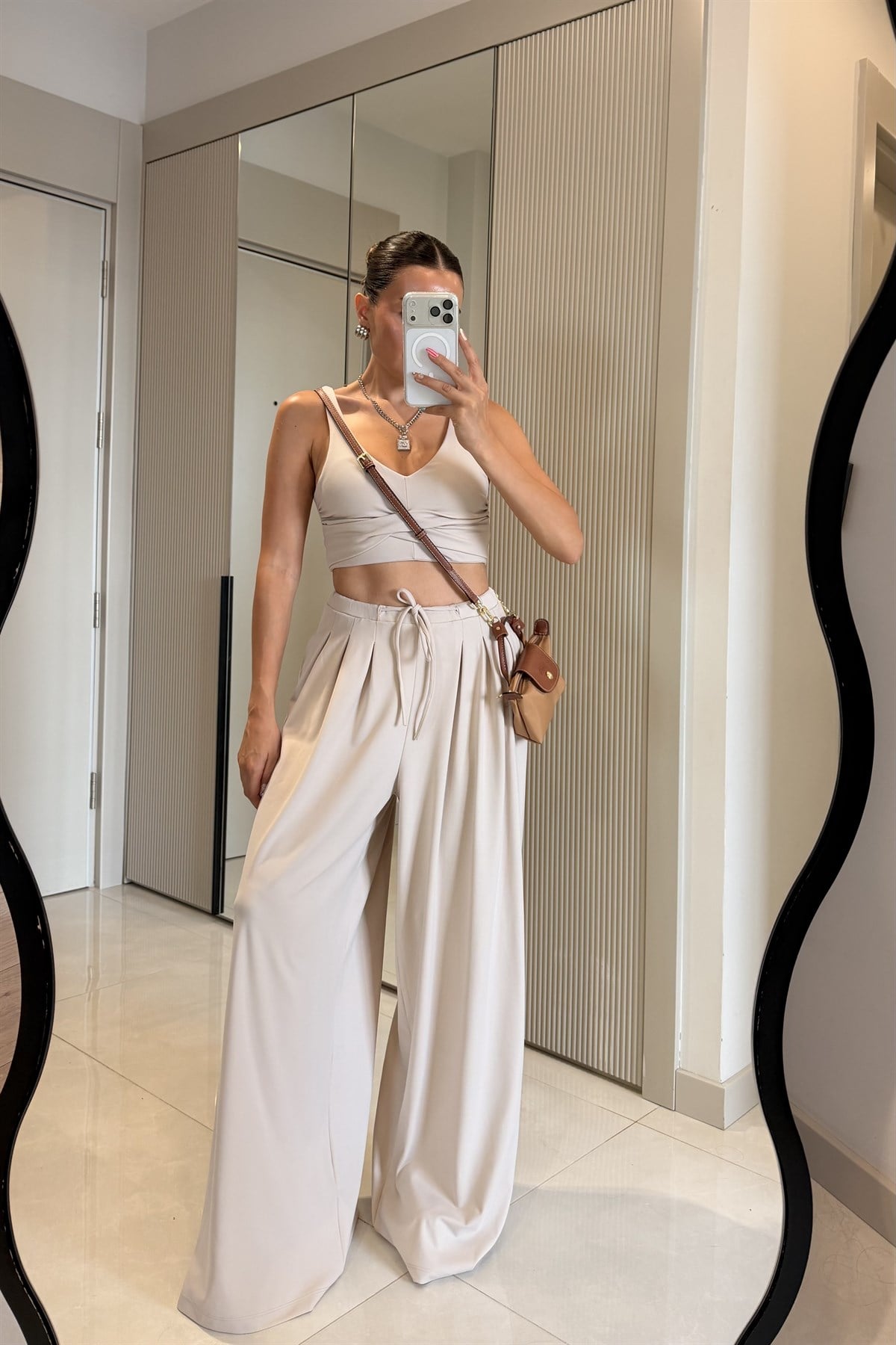 Steven Bej Oys Modal Crop Pantolon Takım