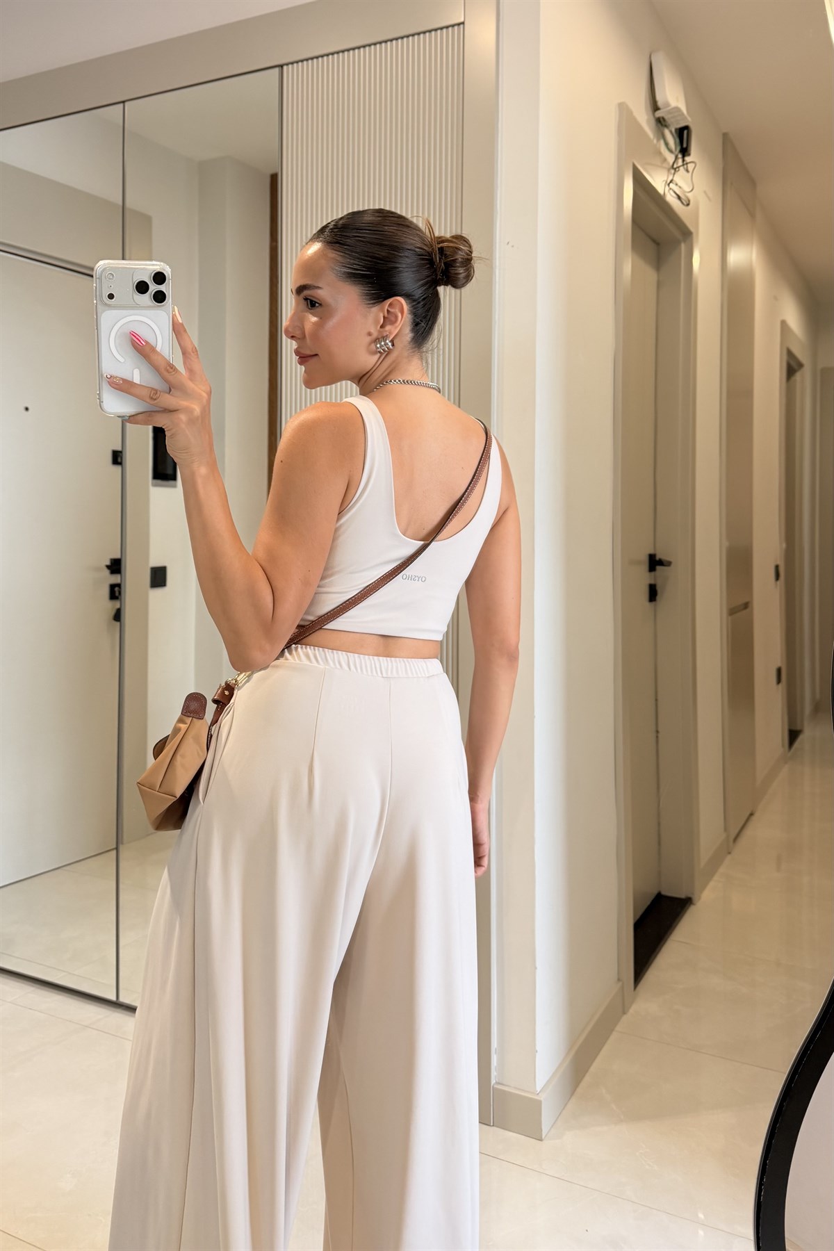 Steven Bej Oys Modal Crop Pantolon Takım