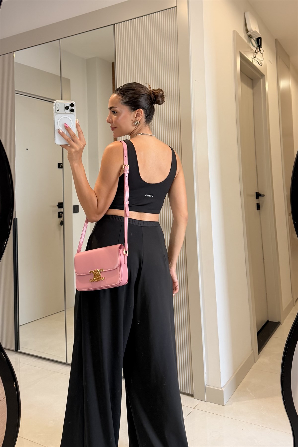 Steven Siyah Oys Modal Crop Pantolon Takım
