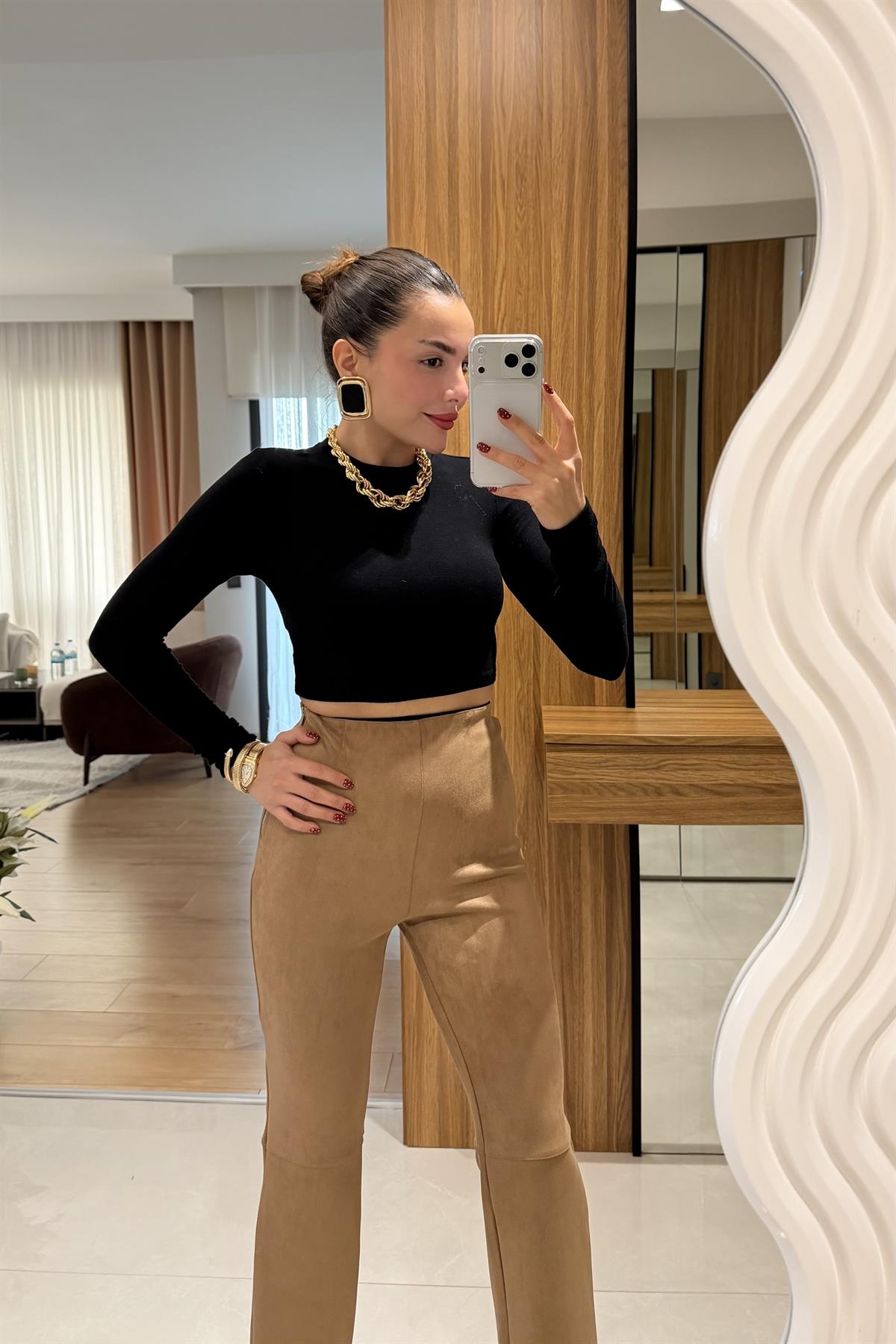 Stew Camel Süet Pantolon